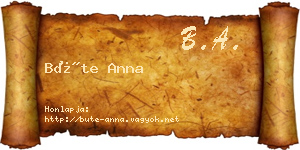Büte Anna névjegykártya